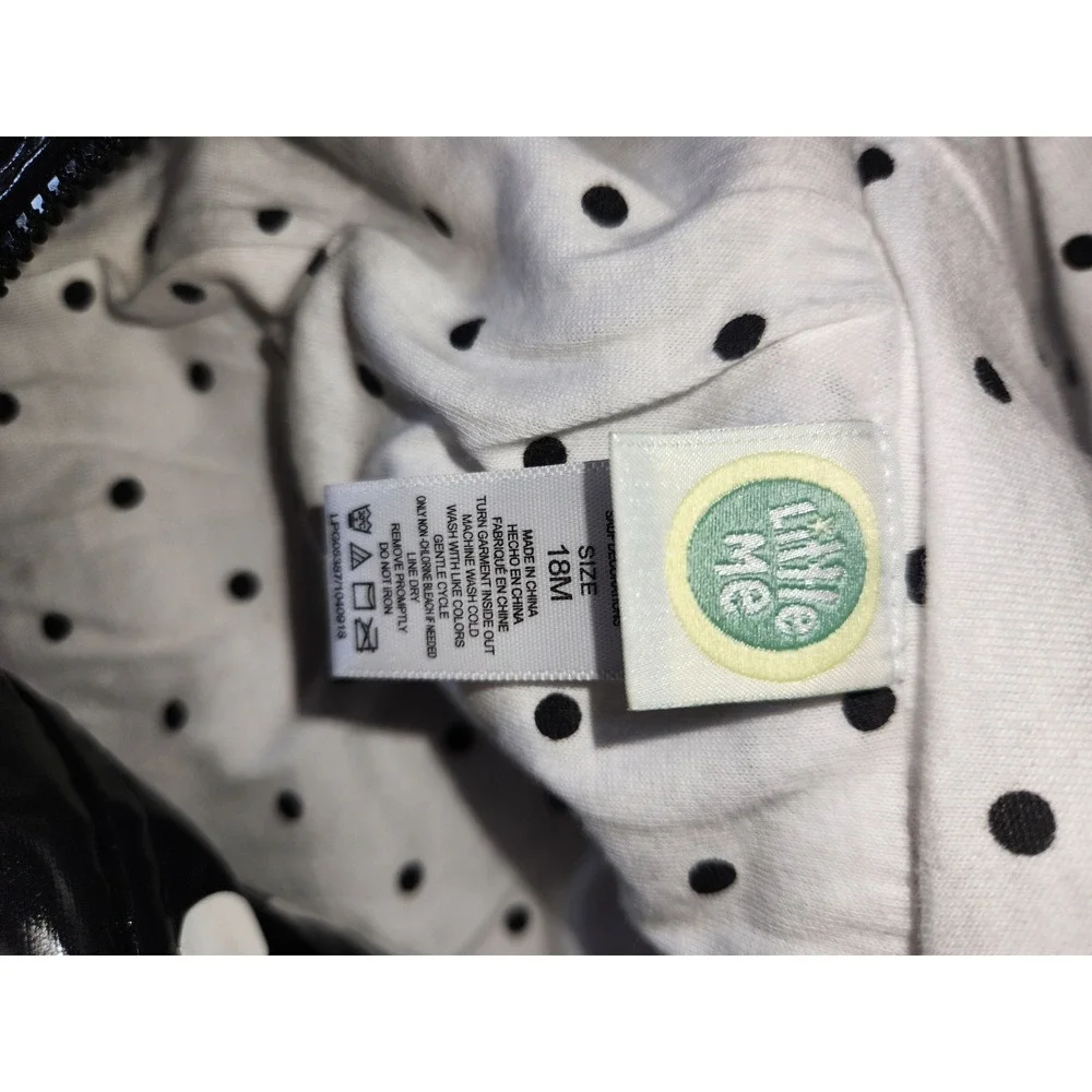 Little Me Girls 18M Black White Polka Dot Elmo Raincoat Hooded Jacket casual‎